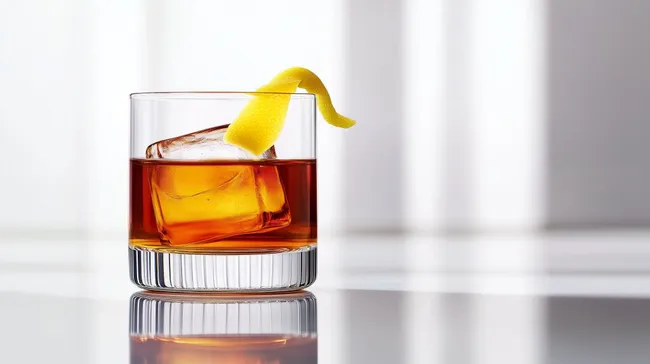 Klassischer Sazerac-Cocktail mit Zitronenzeste