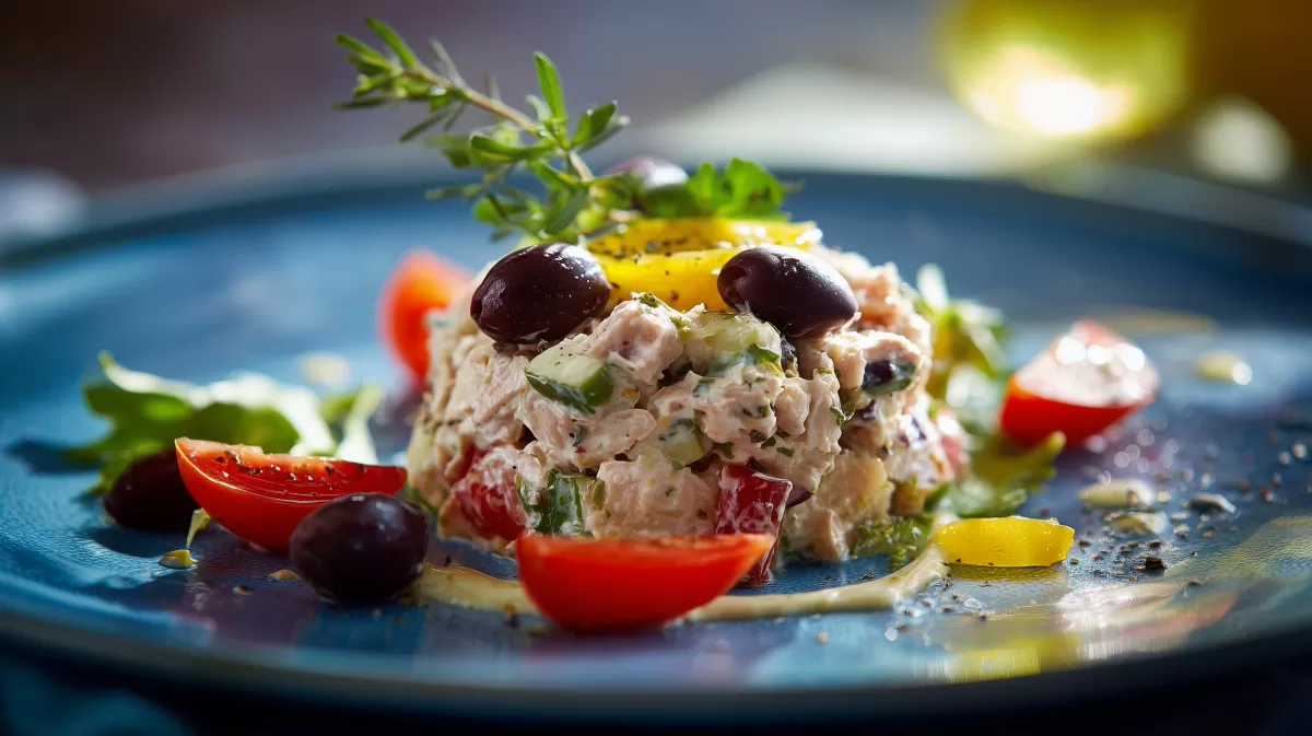 Klassischer Thunfischsalat mit Aioli und Oliven