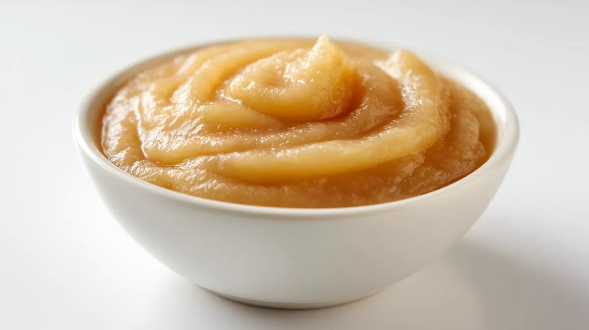 Klassisches Apfelmus in weißer Schüssel serviert