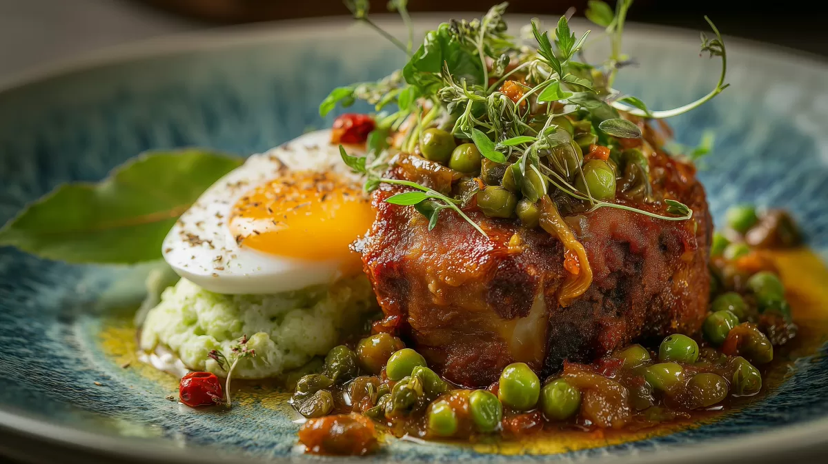 Klassisches Eisbein mit Sauerkraut und Erbsenpüree