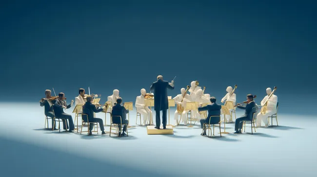 Klassisches Orchester unter der Leitung des Dirigenten