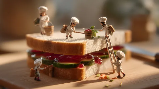 Kleine Köche bereiten köstliches Sandwich zu