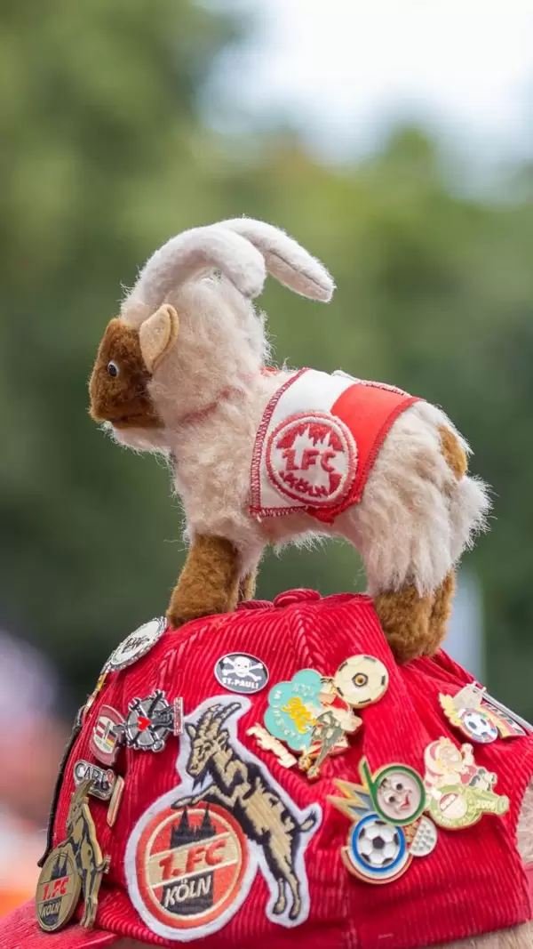 Kleiner Hennes Bock auf einer Kappe des 1. FC Köln