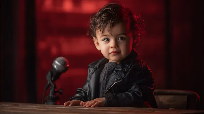 Kleiner Rocker mit Mikrofon und Rötlichem Licht