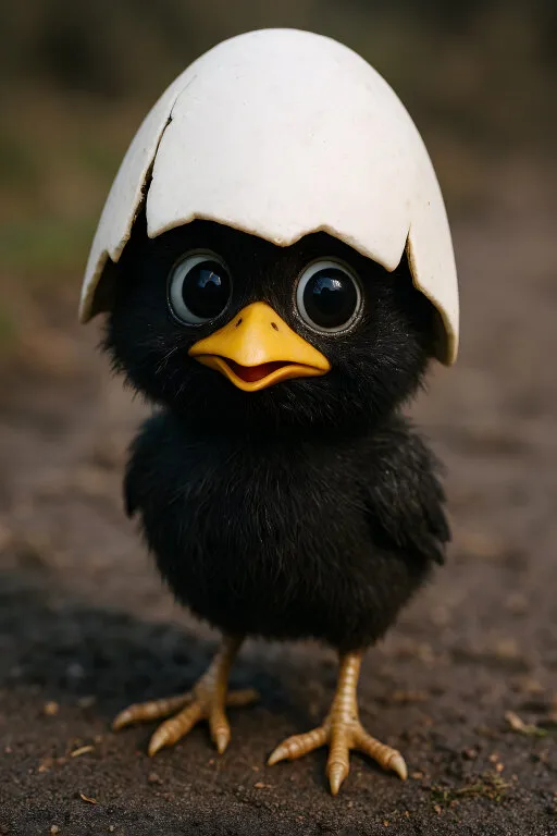 Kleines Kücken schlüpft aus Eierschale