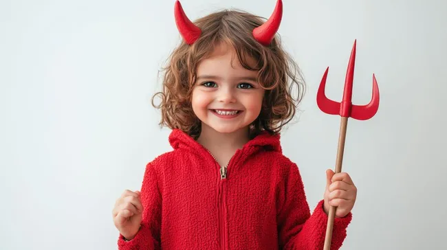 Kleines Mädchen als Teufelsengel verkleidet