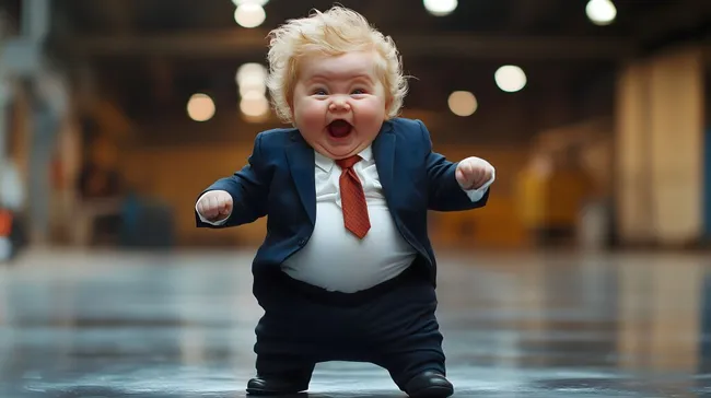 Kleinkind im Anzug lächelt glücklich