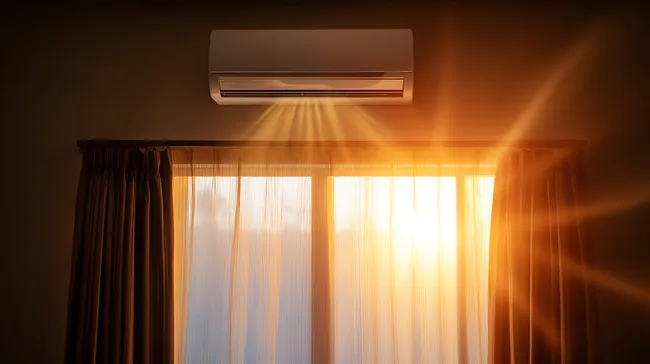 Klimaanlage im warmen Sonnenlicht