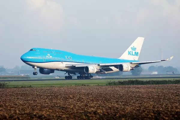 KLM B747 taking off from Amsterdam Airport, AMS