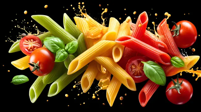 Knackige Gemüsemischung mit Nudeln und Tomaten