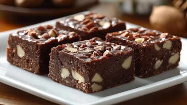 Knackige, schokoladige Brownie-Stücke mit Nüssen
