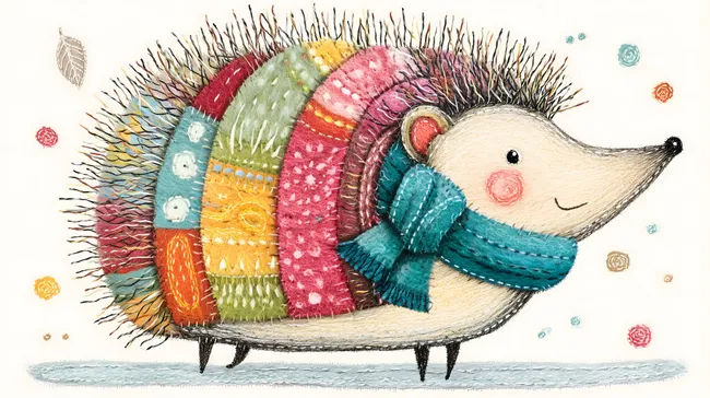 Knuddeliger Igel in buntem Wintermantel