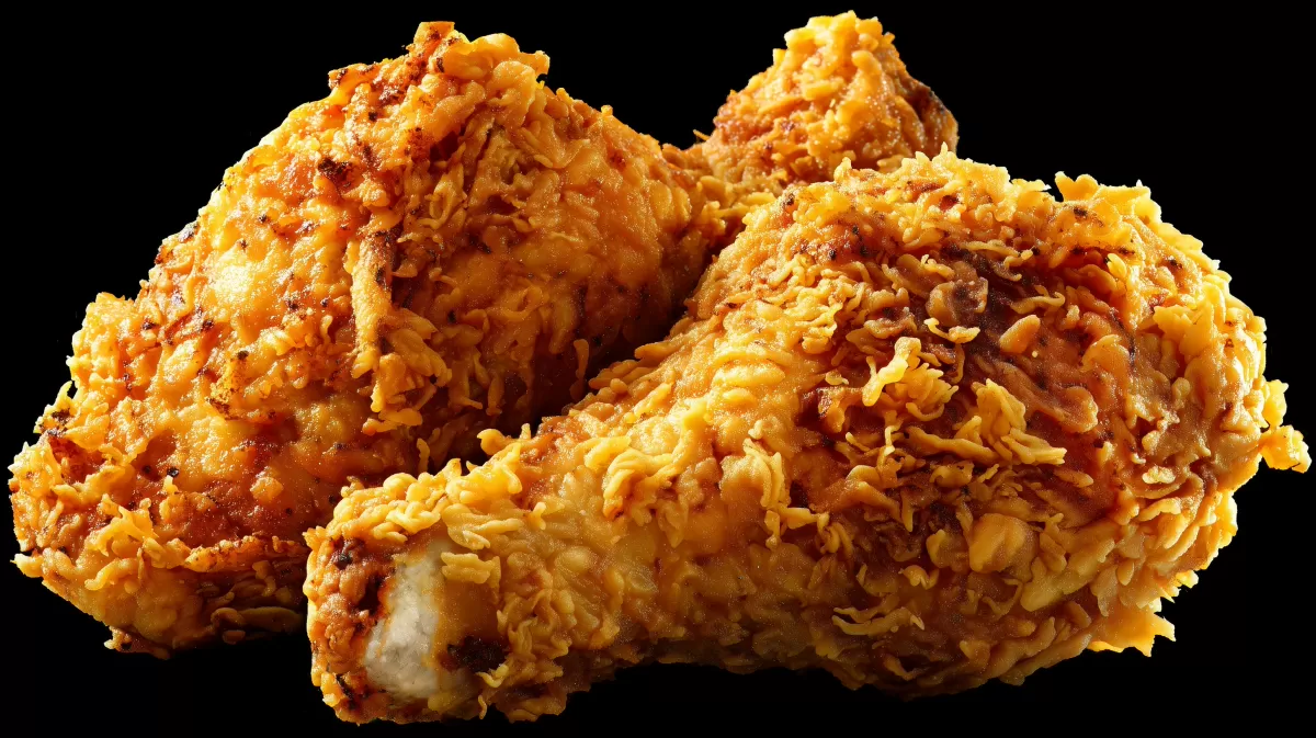 Knusprig gebackene, goldgelbe Hähnchenschenkel