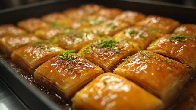 Knusprig gebackener Baklava mit Pistazien