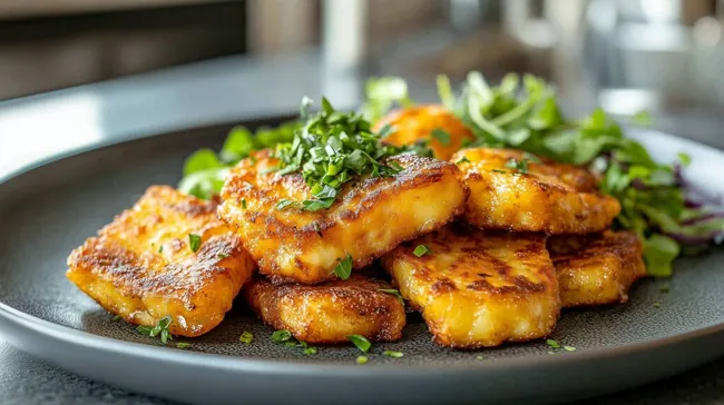 Knusprig gebratener Halloumi-Käse mit Kräutern