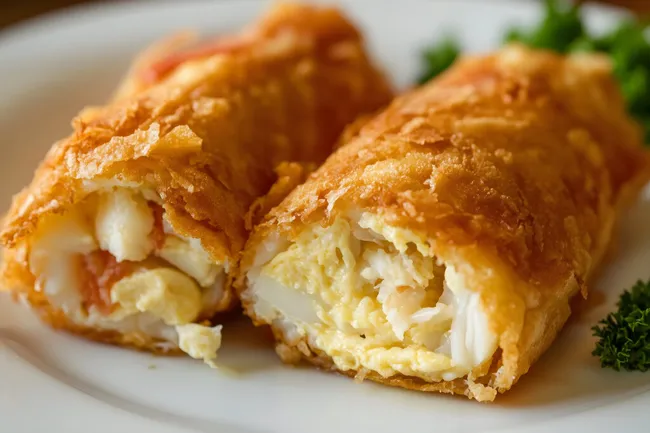 Knusprig gefüllte Omelett-Röllchen