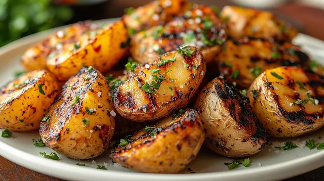 Knusprig gegrillte Kartoffelecken mit Kräutern