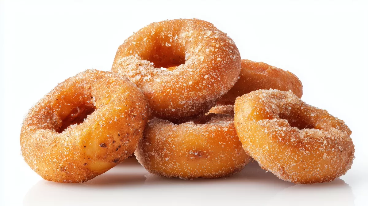 Knusprige Apfelküchlе mit Zimtzucker auf Weiß