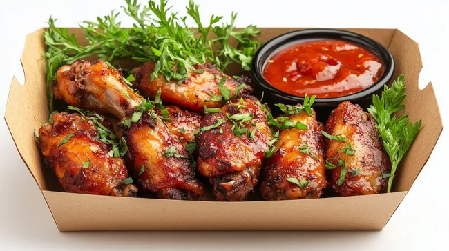 Knusprige BBQ-Hähnchenflügel mit Tomatendip