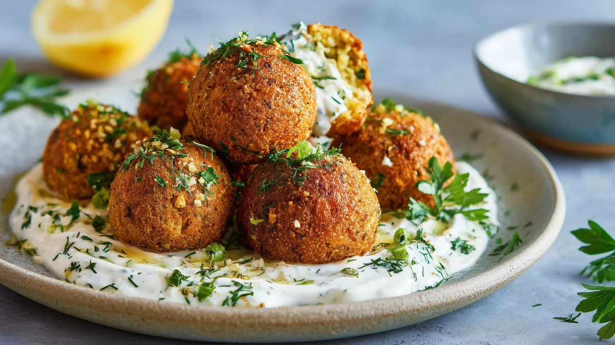 Knusprige Falafel mit cremigem Tzatziki Dip