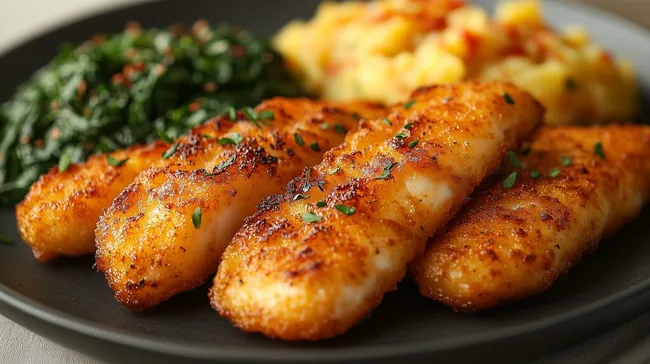 Knusprige Fischstäbchen mit Beilage