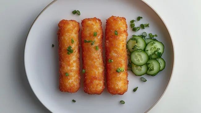 Knusprige Fischstäbchen mit frischem Gurkensalat