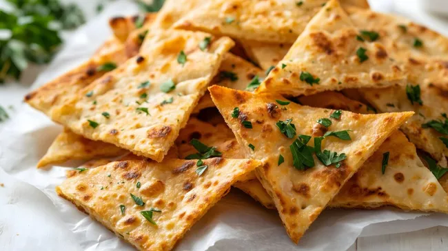 Knusprige Fladenbrotchips mit frischen Kräutern