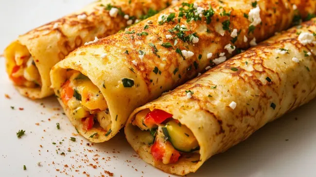 Knusprige, gefüllte Gemüse-Crêpes mit Käse