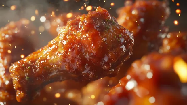 Knusprige Hähnchenflügel in pikanter Soße