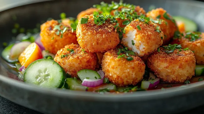Knusprige Hähnchennuggets mit frischem Salat
