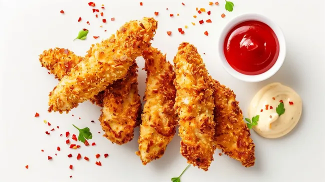 Knusprige Hähnchenstreifen mit Dipsaucen