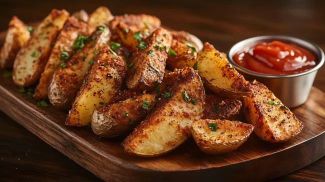 Knusprige Kartoffelspalten mit Kräutern und Gewürzen