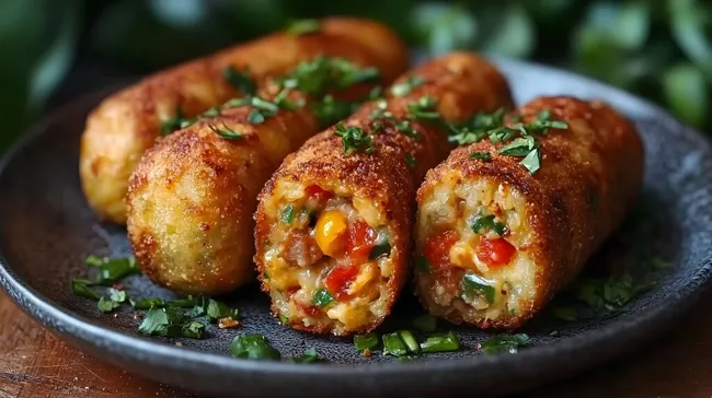 Knusprige Kroketten mit gefülltem Gemüse