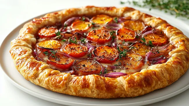 Knusprige Kürbis-Galette auf zartem Blätterteig