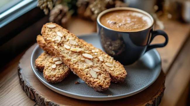 Knusprige Mandelbiscotti mit cremigem Cappuccino
