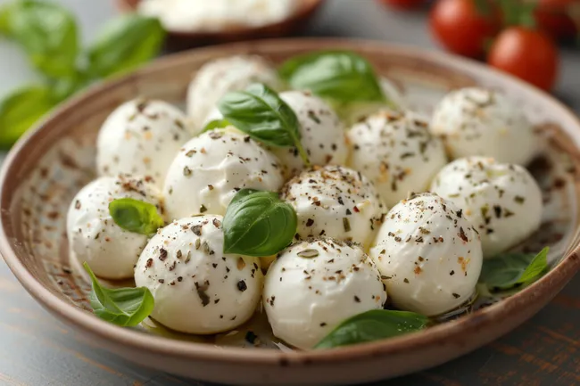 Knusprige Mozzarella-Bällchen mit Basilikum