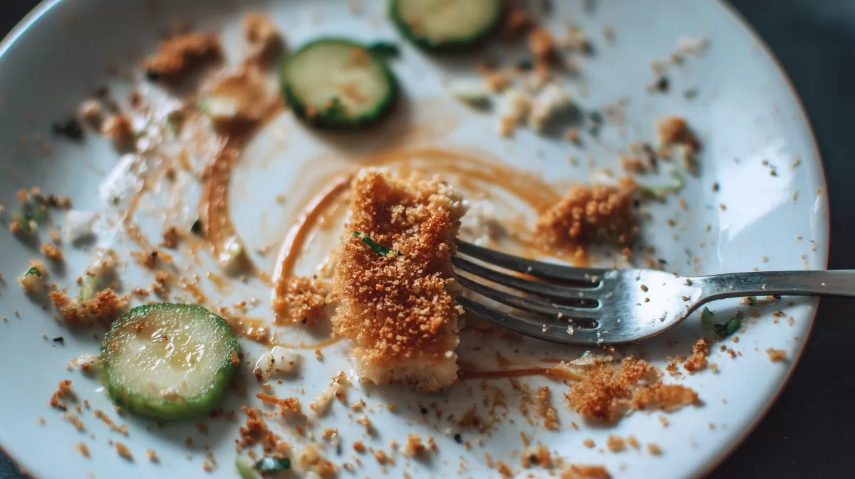 Knusprige Panierte Hühnchen mit Gurke auf Teller