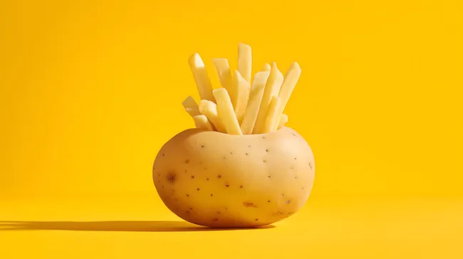 Knusprige Pommes in rustikal-gelber Kartoffel