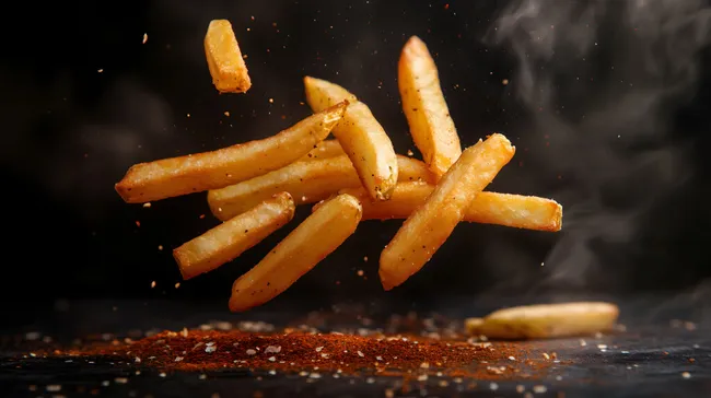 Knusprige Pommes mit gewürzten Kartoffelecken
