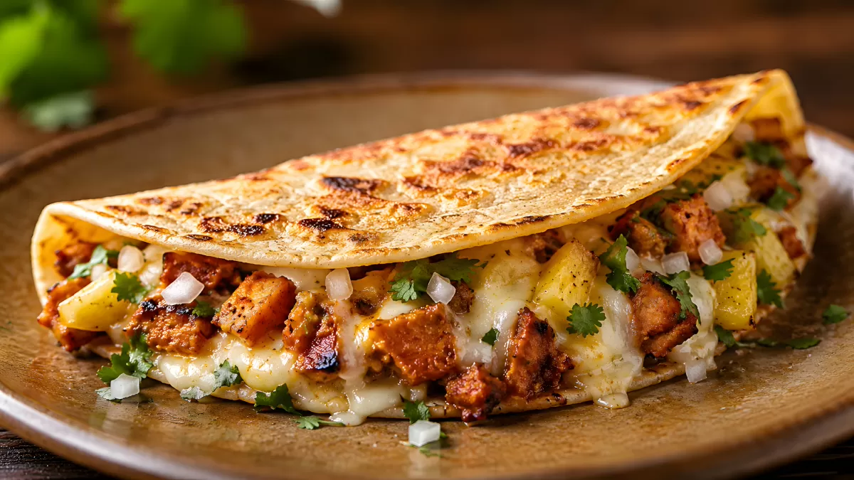 Knusprige Quesadilla mit Hähnchen und Käse