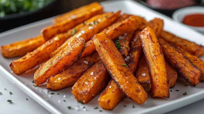 Knusprige Süßkartoffel-Pommes mit Gewürzen