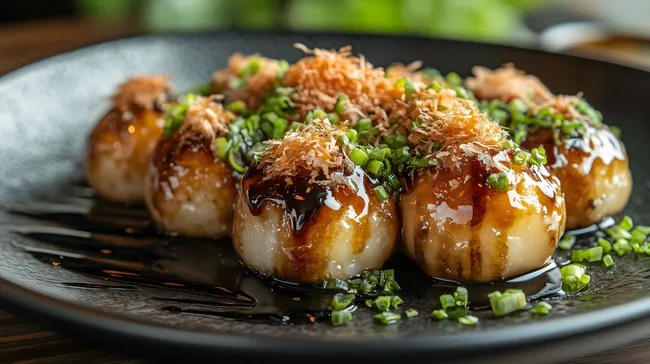 Knusprige Takoyaki-Bällchen mit Bonito-Flocken
