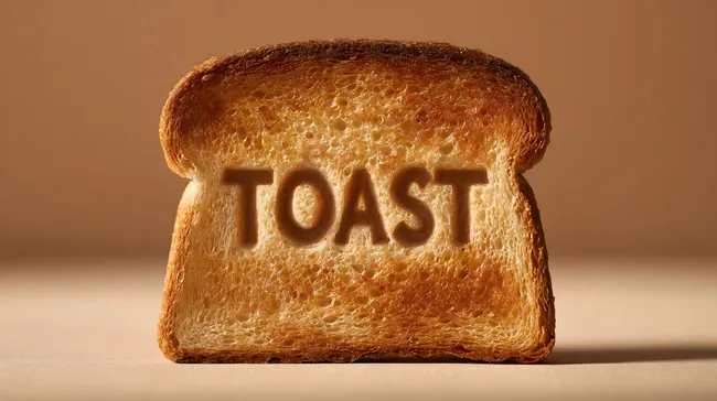 Knusprige Toast-Scheibe mit Schriftzug