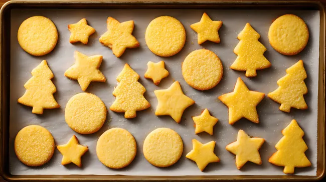 Knusprige Weihnachtsplätzchen auf Backblech