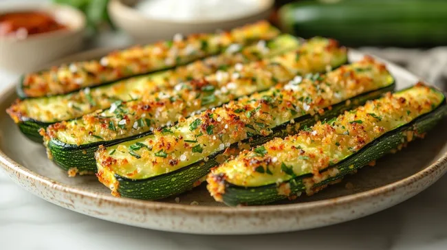 Knusprige Zucchini-Scheiben mit Kräutern und Parmesan