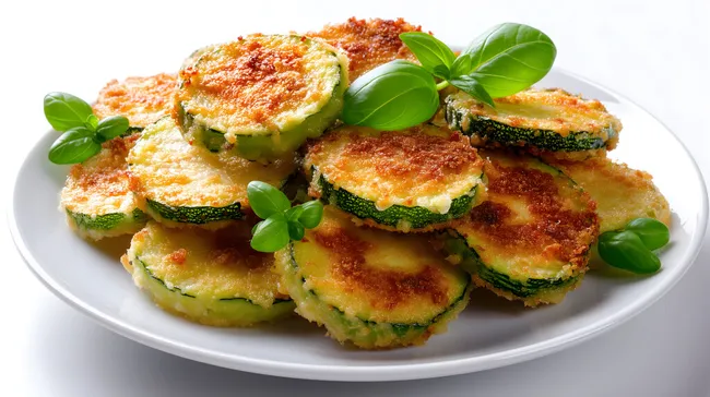 Knusprige Zucchinipuffer mit frischem Basilikum