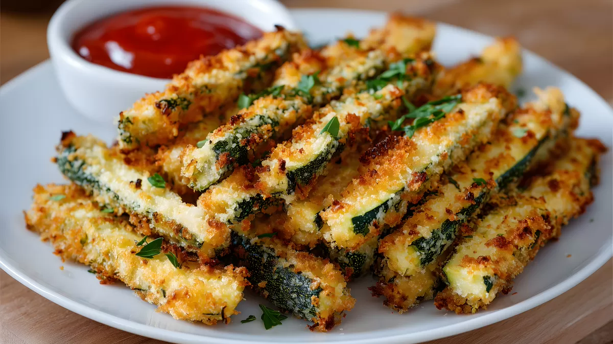 Knusprige Zucchinisticks in Panko-Panade mit Dip
