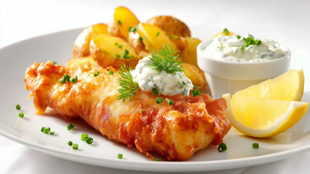 Knuspriger Bierteig Backfisch mit Folienkartoffeln