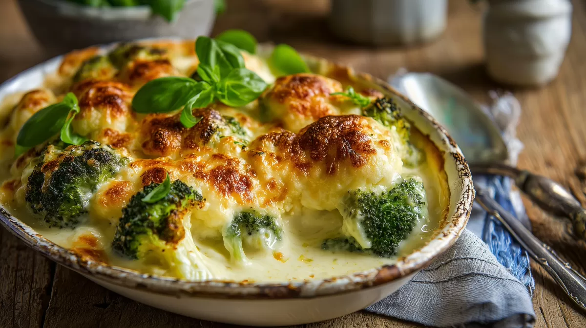 Knuspriger Blumenkohl-Brokkoli-Auflauf mit Käse