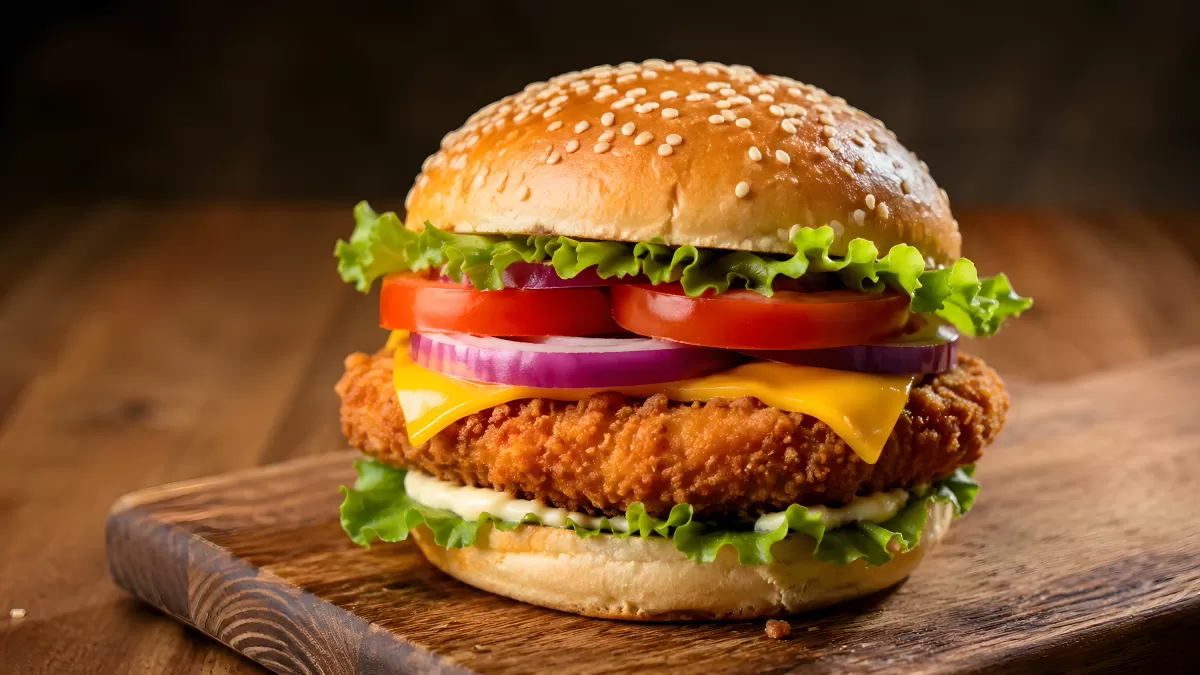 Knuspriger Crispy-Chicken-Burger mit frischem Gemüse